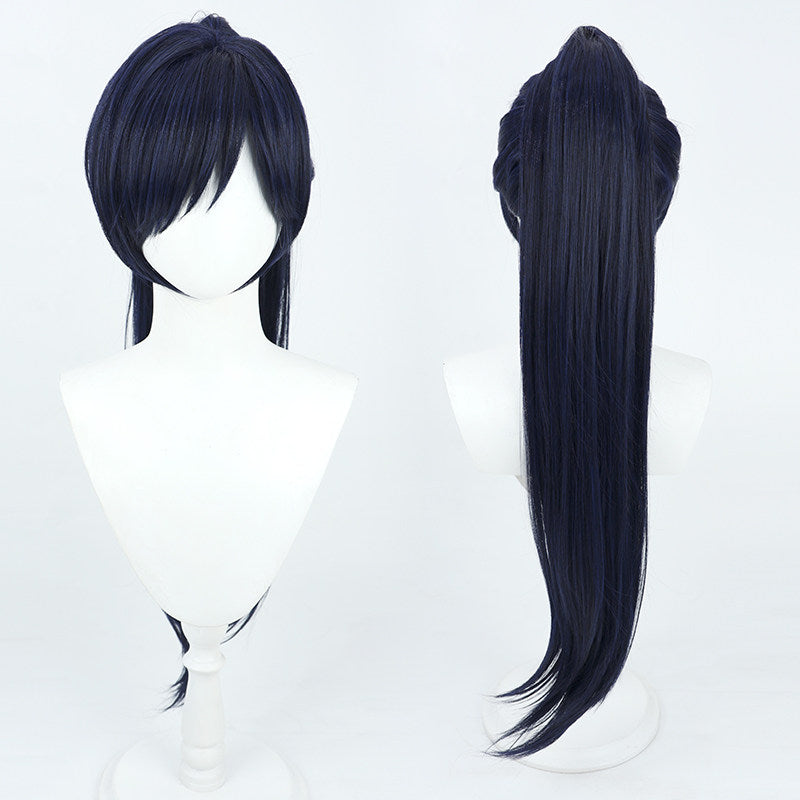 Cosplay Wigs Games The Balladeer Scaramouche Dark Blue Wigs Genshin Impact