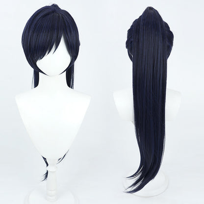 Cosplay Wigs Games The Balladeer Scaramouche Dark Blue Wigs Genshin Impact