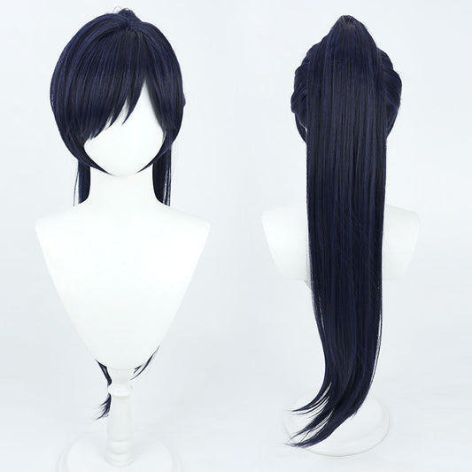 Cosplay Wigs Games The Balladeer Scaramouche Dark Blue Wigs Genshin Impact