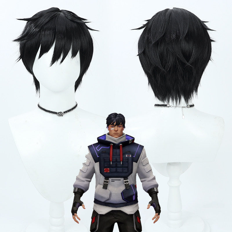 Cosplay Wigs Games VALORANT Iso Black Short Wigs