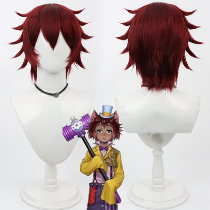 Cosplay Wigs Gidel Burgundy Wigs Disney Twisted-Wonderland