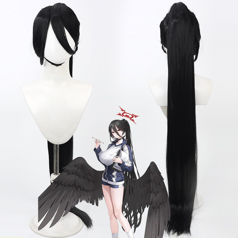 Cosplay Wigs Hasumi Hanekawa Blue Archive Black Wigs