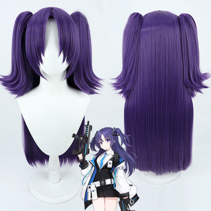 Cosplay Wigs Hayase Yuuka Dark Purple Split Ponytail Wigs Blue Archive