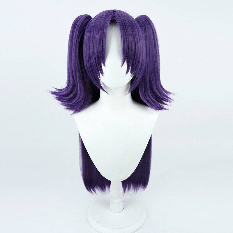 Cosplay Wigs Hayase Yuuka Dark Purple Split Ponytail Wigs Blue Archive