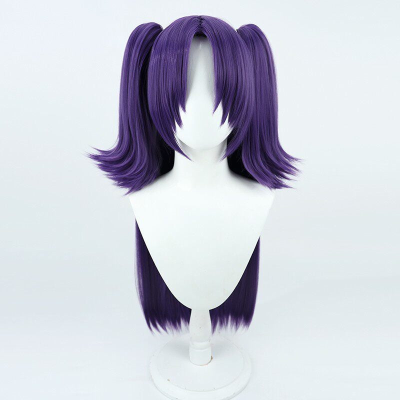 Cosplay Wigs Hayase Yuuka Dark Purple Split Ponytail Wigs Blue Archive