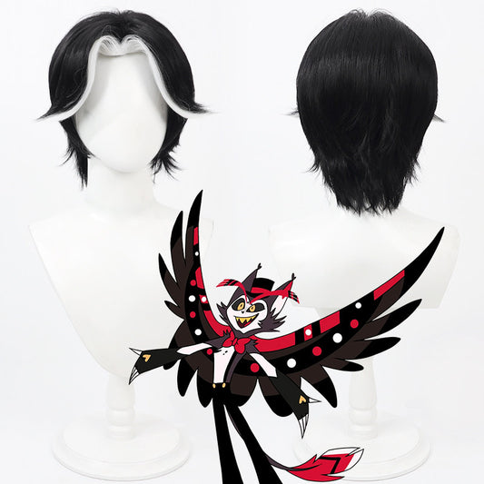 Cosplay Wigs Hazbin Hotel Husk Black White Highlight Flip Wigs