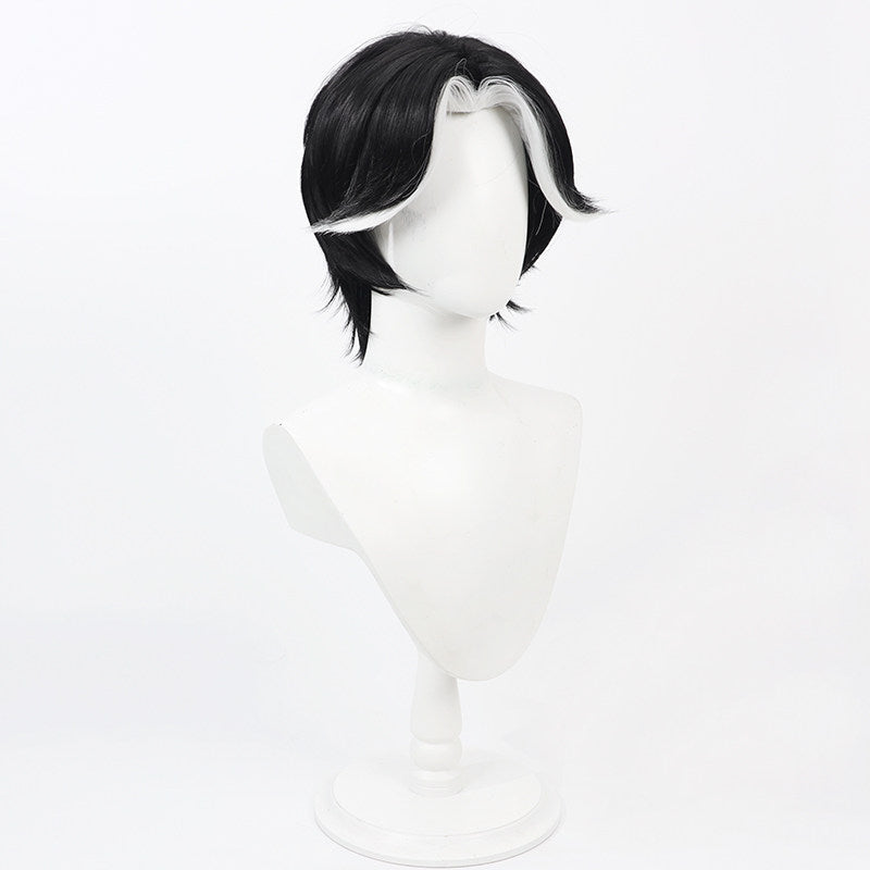 Cosplay Wigs Hazbin Hotel Husk Black White Highlight Flip Wigs
