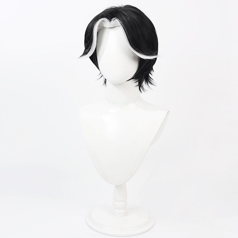 Cosplay Wigs Hazbin Hotel Husk Black White Highlight Flip Wigs