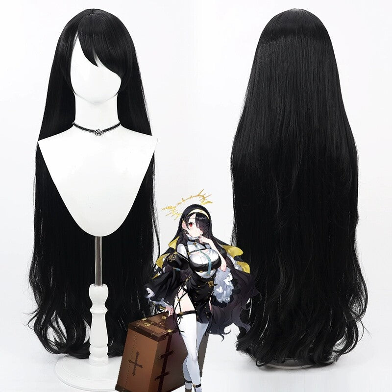 Cosplay Wigs Hinata Wakaba Blue Archive Black Curly Wigs