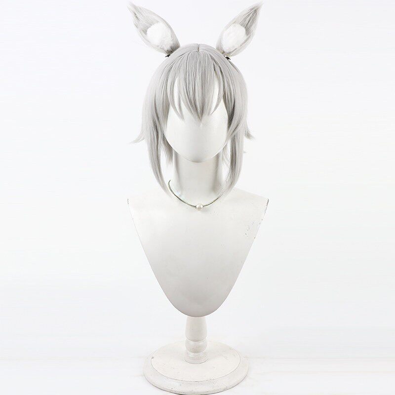 Cosplay Wigs Hinomori Shiho Silver Wigs With Animal Ears PJSK