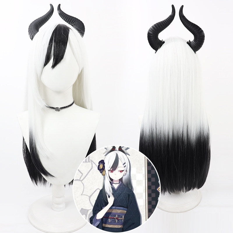 Cosplay Wigs Kayoko Onikata Blue Archive White Dyed Black Wigs