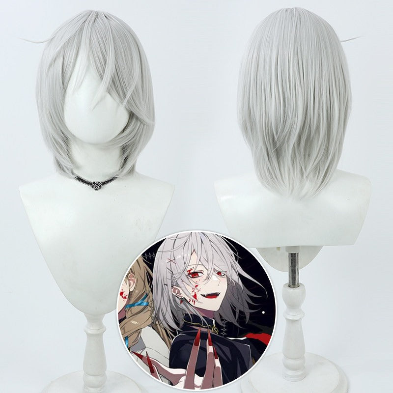 Cosplay Wigs Kuzuha Bloody Groovy Silver Short Wigs NIJISANJI