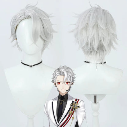 Cosplay Wigs Kuzuha Silver Short Hair Suit Style NIJISANJI VTuber