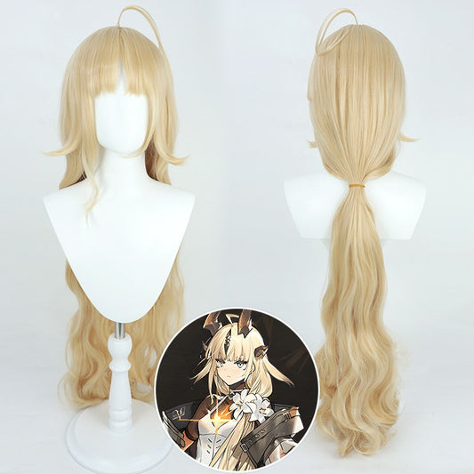 Cosplay Wigs Loughshinny Incantation Medic Pale Gold Wigs Arknights