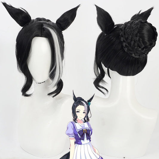 Cosplay Wigs Mejiro Ramonu Pretty Derby Black Ears Tail