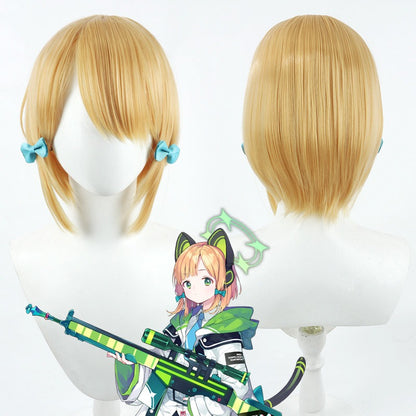 Cosplay Wigs Midori Saiba Short Golden Wigs Blue Archive