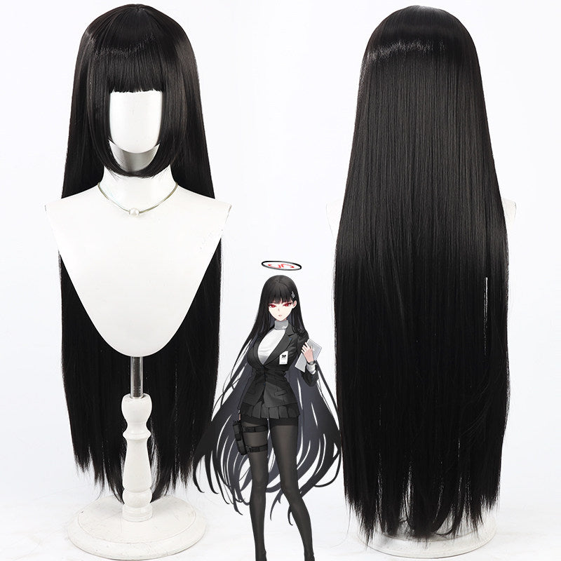 Cosplay Wigs Tsukatsuki Rio Black Loose Wigs Blue Archive