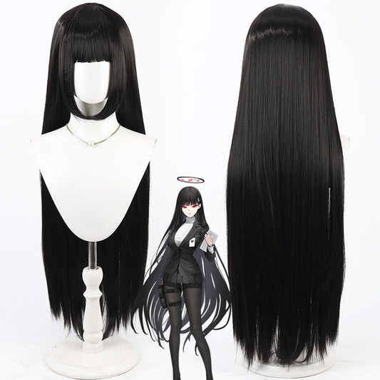 Cosplay Wigs Tsukatsuki Rio Black Loose Wigs Blue Archive