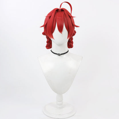 Danjin Cosplay Wigs Red Integrated Braid Updo Wigs Wuthering Waves