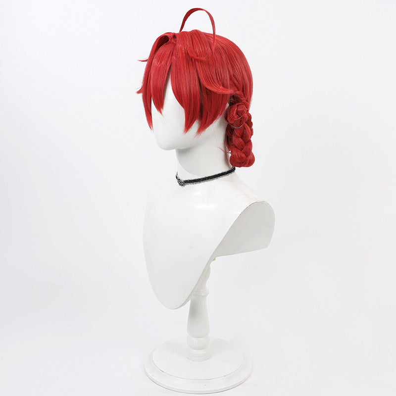 Danjin Cosplay Wigs Red Integrated Braid Updo Wigs Wuthering Waves