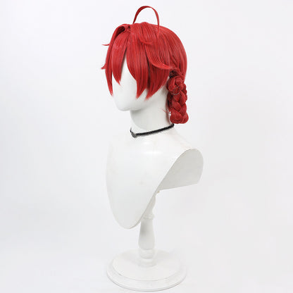 Danjin Cosplay Wigs Red Integrated Braid Updo Wigs Wuthering Waves