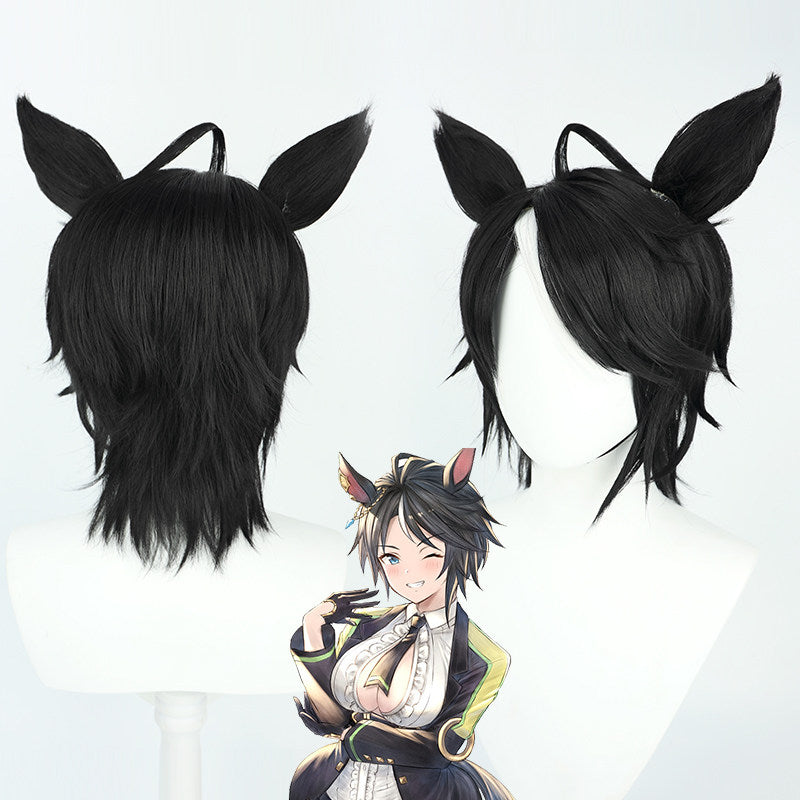 Fuji Kiseki Cosplay Wigs Pretty Derby Short Black Ponytail