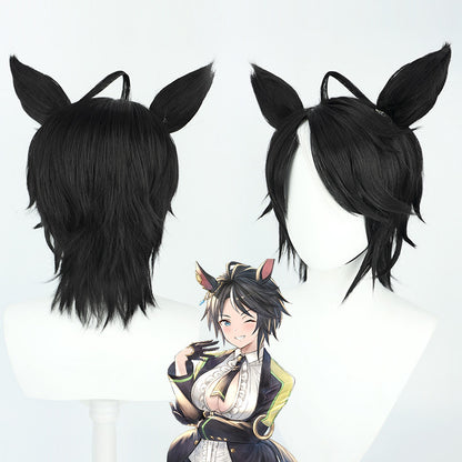 Fuji Kiseki Cosplay Wigs Pretty Derby Short Black Ponytail