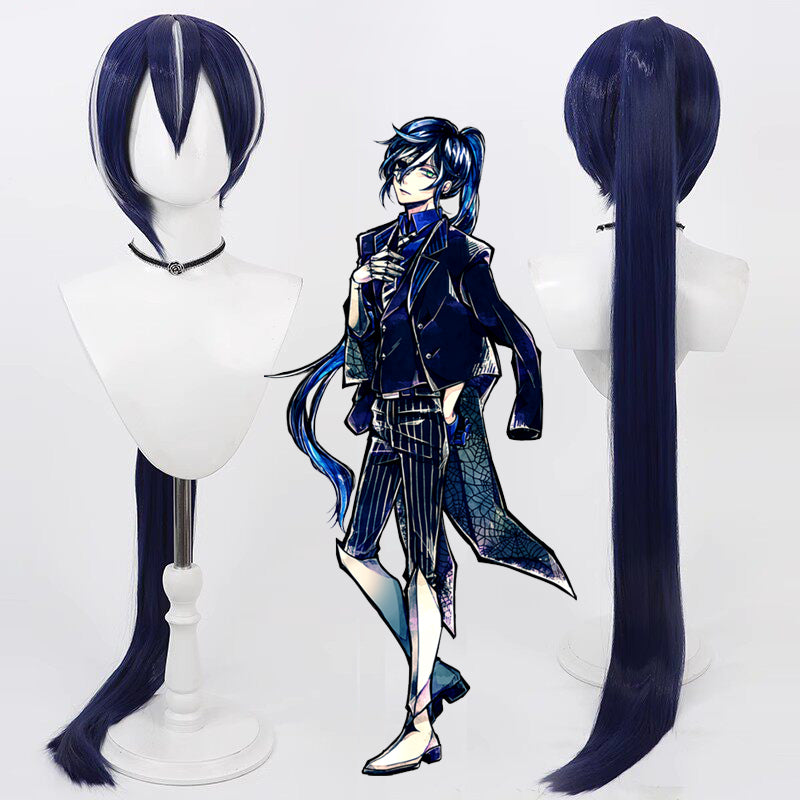 Game Cosplay Wigs Boschi Arenas Split Ponytail Wigs Devil Butler with Black Cat