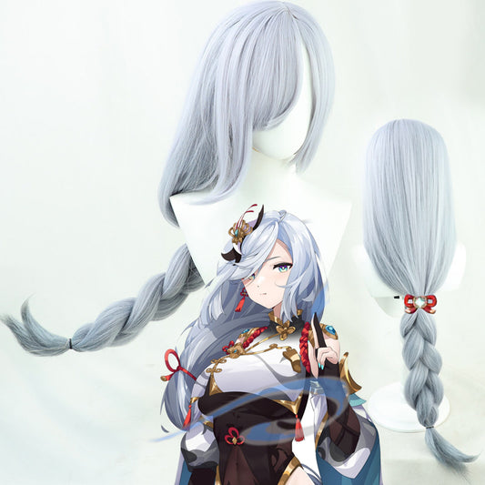 Games Cosplay Wigs Shenhe Genshin Impact Gradient Thick Braid Wigs
