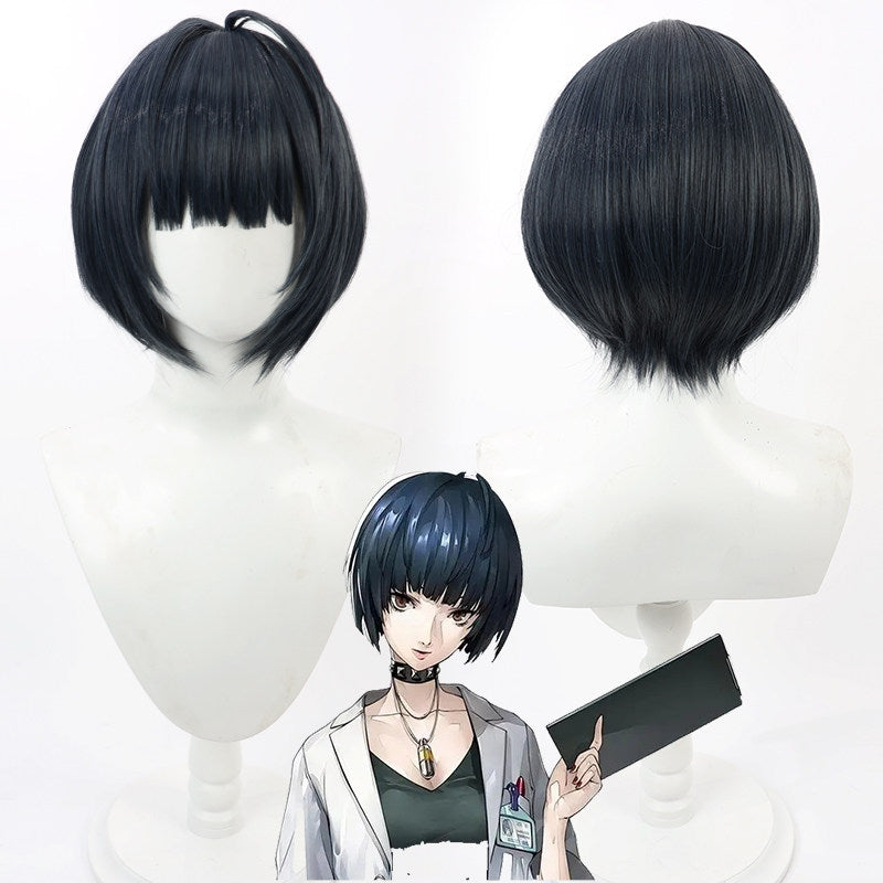 Games Cosplay Wigs Takemi Tae Navy Bob Scalp Wig Persona 5 Royal