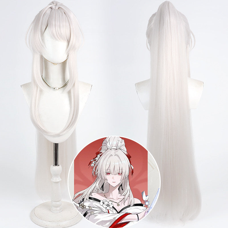 Games Cosplay Wigs Wuthering Waves Hiyuki White Split Ponytail Wigs