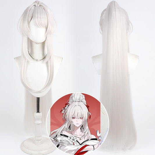 Games Cosplay Wigs Wuthering Waves Hiyuki White Split Ponytail Wigs