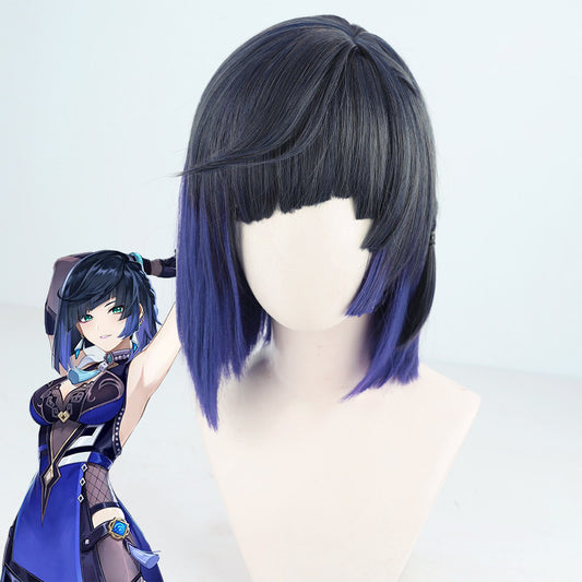 Games Cosplay Wigs Yelan Navy Gradient Wigs Genshin Impact