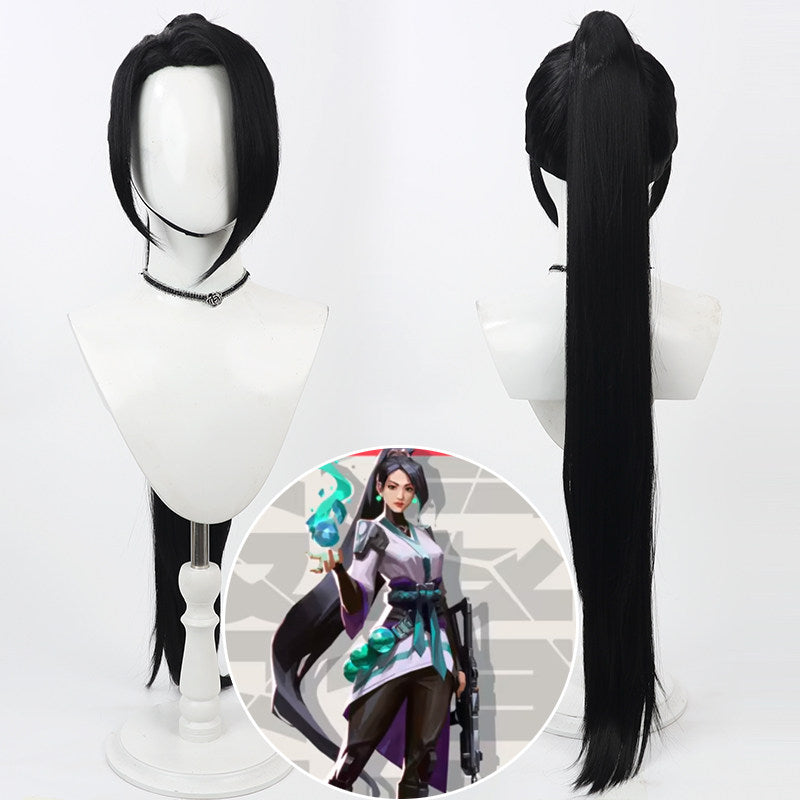 Games VALORANT Cosplay Wigs Sage Black Wigs