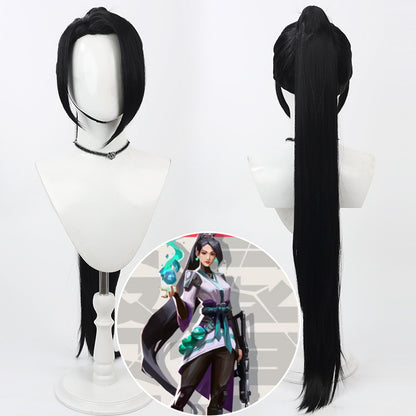 Games VALORANT Cosplay Wigs Sage Black Wigs