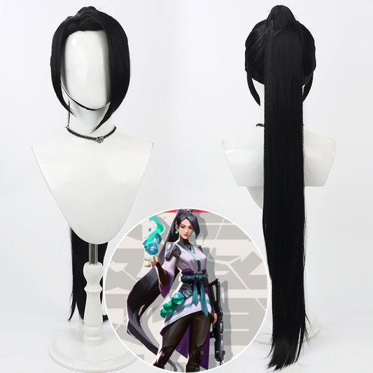 Games VALORANT Cosplay Wigs Sage Black Wigs