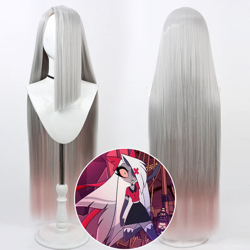 Hazbin Hotel Cosplay Wigs Vaggie Silver White Gradient Wigs