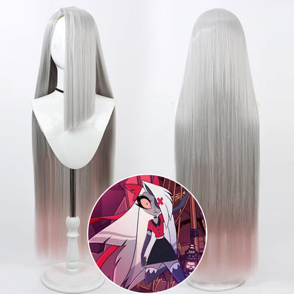 Hazbin Hotel Cosplay Wigs Vaggie Silver White Gradient Wigs