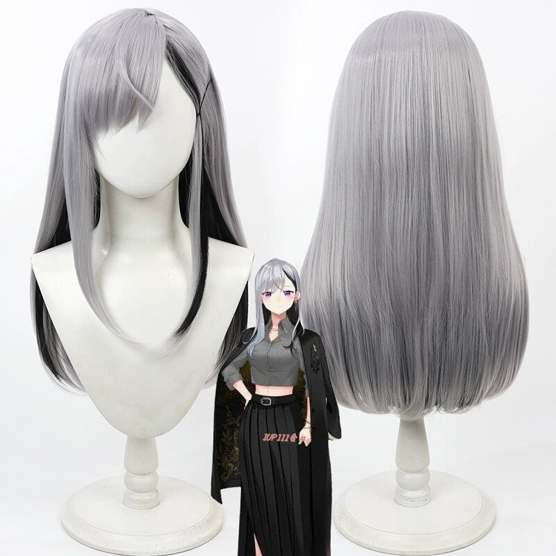 Higuchi Kaede Cosplay Wigs NIJISANJI Virtual YouTuber Grey Wigs