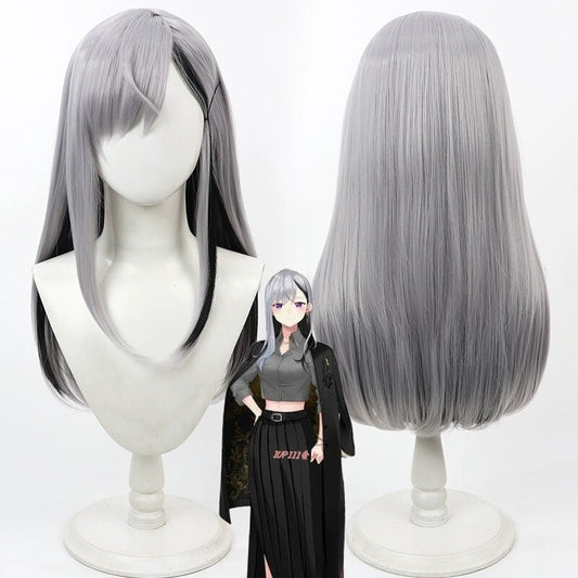 Higuchi Kaede Cosplay Wigs NIJISANJI Virtual YouTuber Grey Wigs