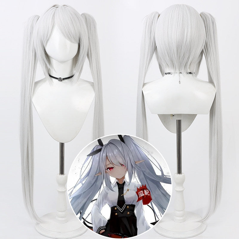 Iori Shiromi Cosplay Wigs Silver Twin Ponytail Wigs Blue Archive