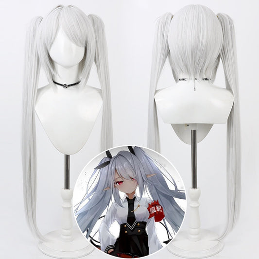 Iori Shiromi Cosplay Wigs Silver Twin Ponytail Wigs Blue Archive