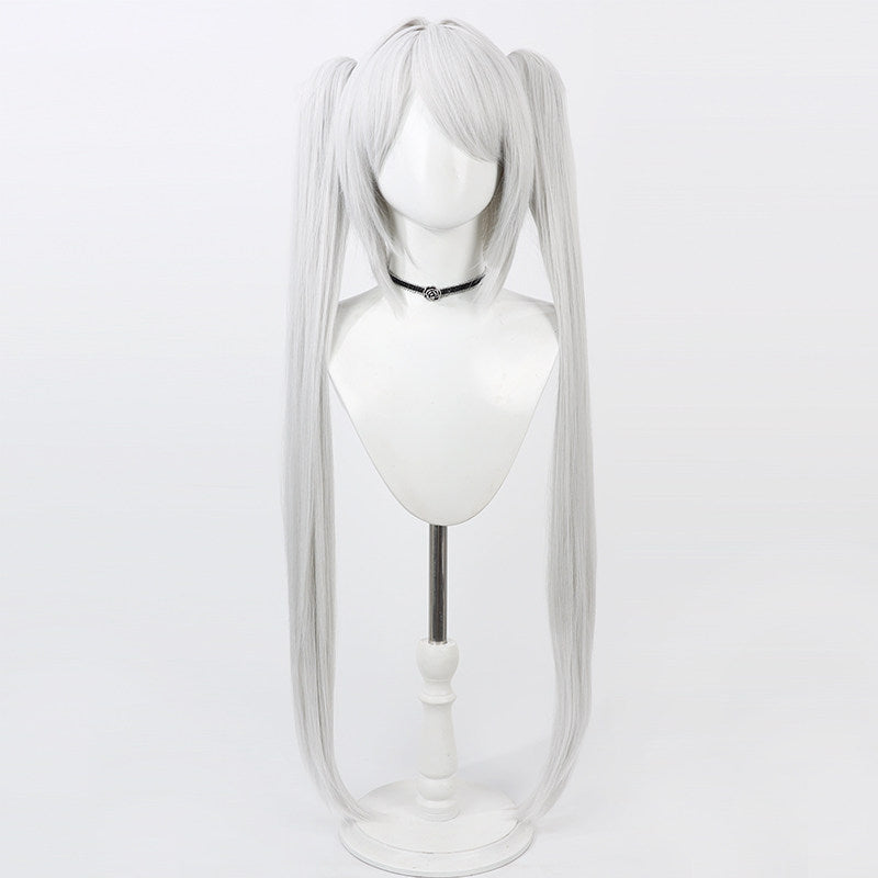 Iori Shiromi Cosplay Wigs Silver Twin Ponytail Wigs Blue Archive