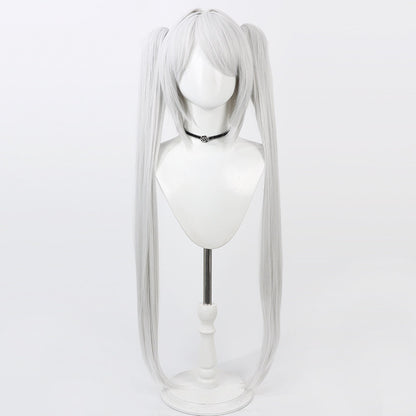 Iori Shiromi Cosplay Wigs Silver Twin Ponytail Wigs Blue Archive