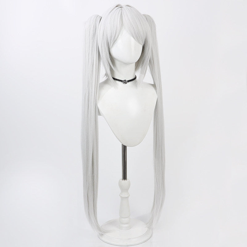 Iori Shiromi Cosplay Wigs Silver Twin Ponytail Wigs Blue Archive