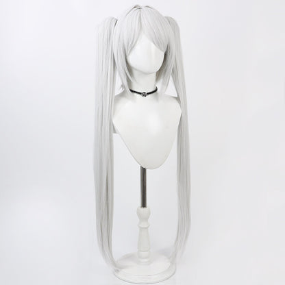 Iori Shiromi Cosplay Wigs Silver Twin Ponytail Wigs Blue Archive