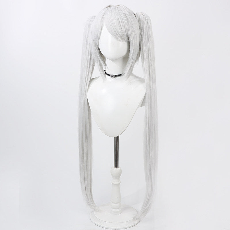 Iori Shiromi Cosplay Wigs Silver Twin Ponytail Wigs Blue Archive