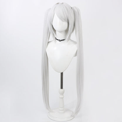 Iori Shiromi Cosplay Wigs Silver Twin Ponytail Wigs Blue Archive
