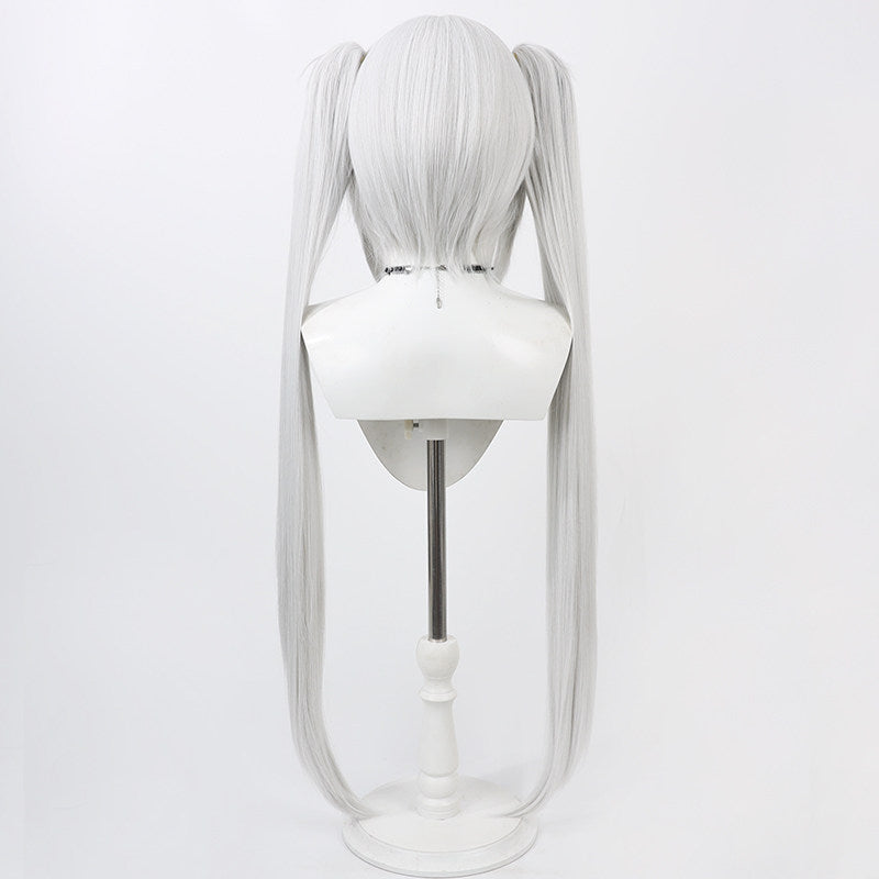 Iori Shiromi Cosplay Wigs Silver Twin Ponytail Wigs Blue Archive