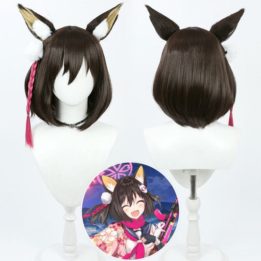 Izuna Kuda Cosplay Wigs Blue Archive Dark Brown Wigs